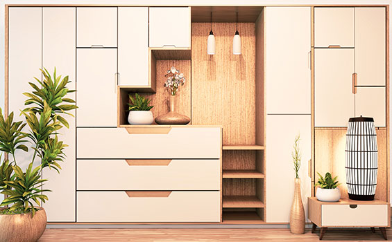 Modern Wardrobe Cabinet Shelf Wooden Japanese