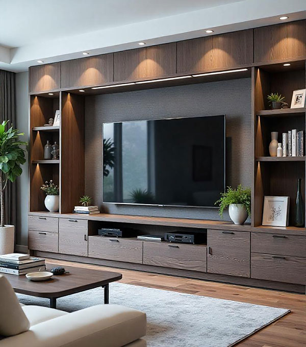 Modern TV Unit Dark Brown Panel