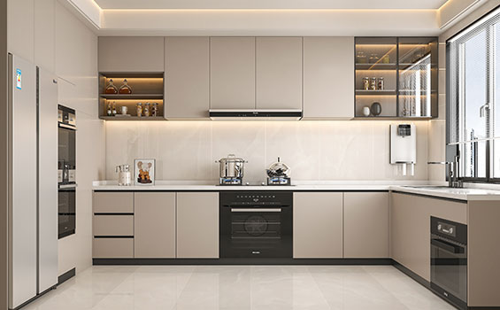 Modular Kitchen with Frosted Glass
