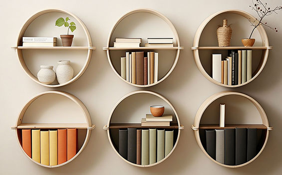 Modern Minimalist Round Wall Mount Book Rack Shelf