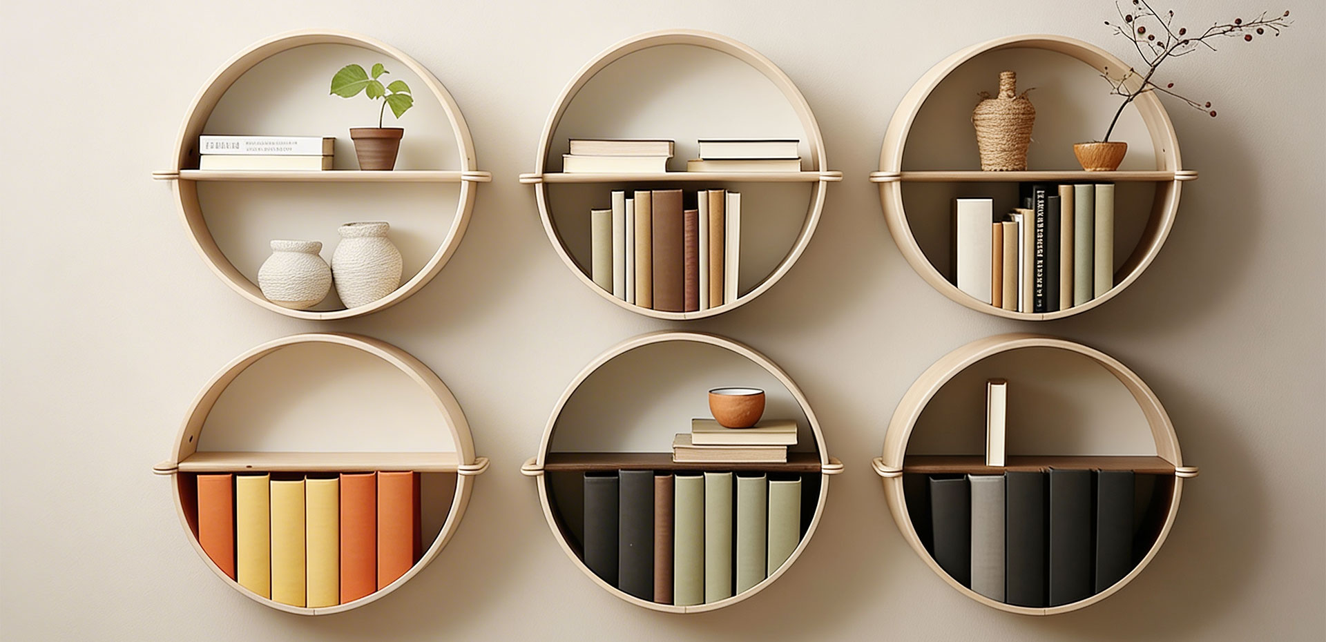 Modern Minimalist Round Wall Mount Book Rack Shelf
