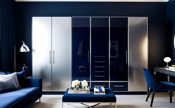 6-Door Contemporary Swing Wardrobe Design with Fluted Glass Shutters 6-Door Contemporary Swing Wardrobe Design with Fluted Glass Shutters