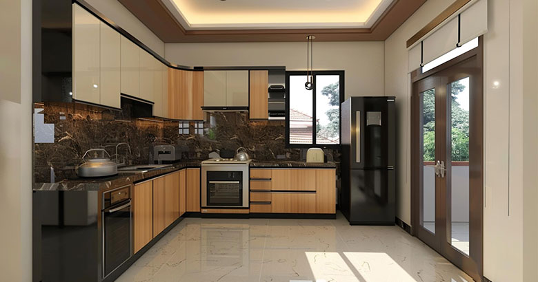 Modern L Shaped Modular Kitchen Design With Smart Storage