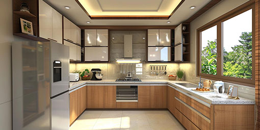 Stylish U Shaped Kitchen Layout With Premium Cabinets