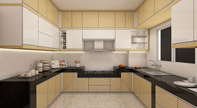 Stylish U Shaped Kitchen Layout With Premium Cabinets