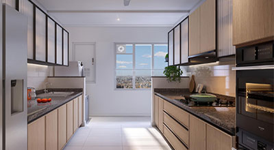 Modern Parallel Modular Kitchen Design With Smart Storage Cabinets
