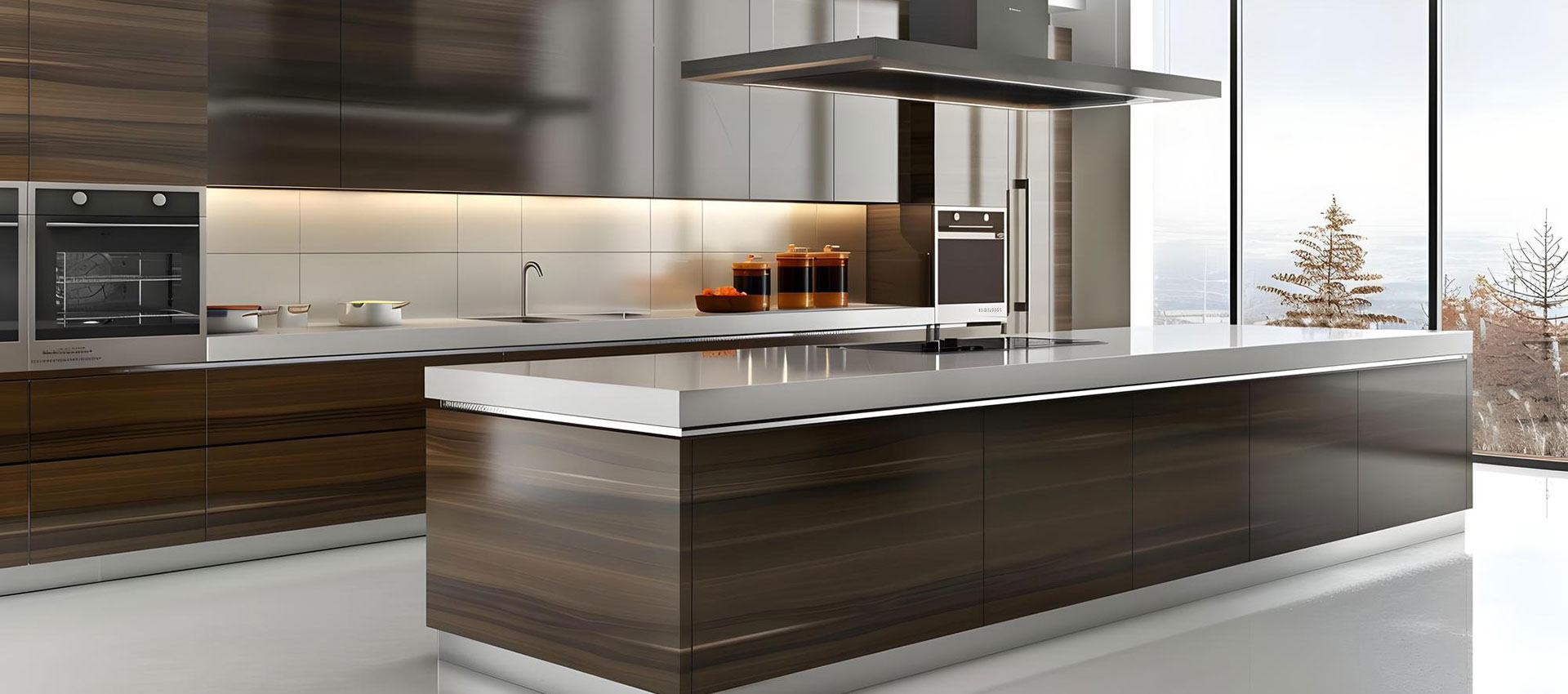 Elegant Island Modular Kitchen Setup With Designer Cabinet Style
