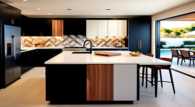 Custom Island Modular Kitchen Cabinets With Elegant Interior Design