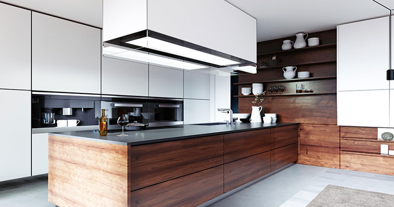 Custom Island Modular Kitchen Cabinets With Elegant Interior Design