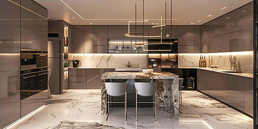 Modern Italian Modular Kitchen Design With Premium Cabinets