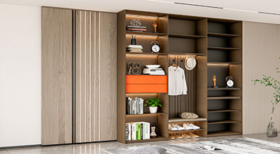 Modern 6-door Wardrobe Cream Suede Finish with Fluted Glass Shutters