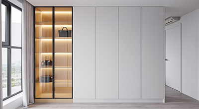 8-Door Modern Swing Wardrobe Design in White Matte Finish