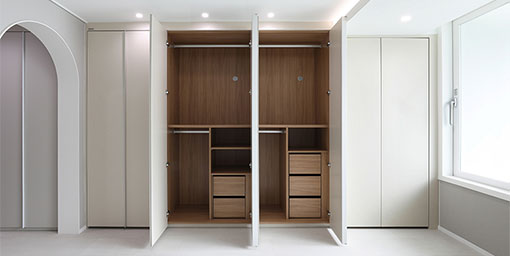 8-Door Modern Swing Wardrobe Design in White Matte Finish