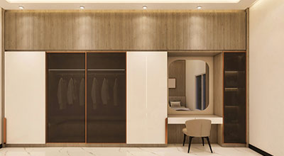 Modern Wardrobe Design with Multi Storage Cabinets and Open Shelves