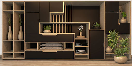 Modern Wardrobe Design with Multi Storage Cabinets and Open Shelves