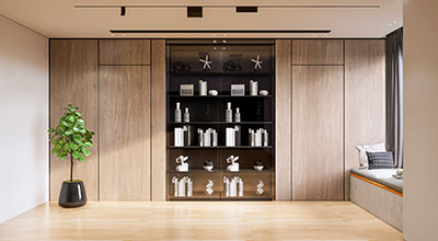 Modern Wardrobe Design with Multi Storage Cabinets and Open Shelves