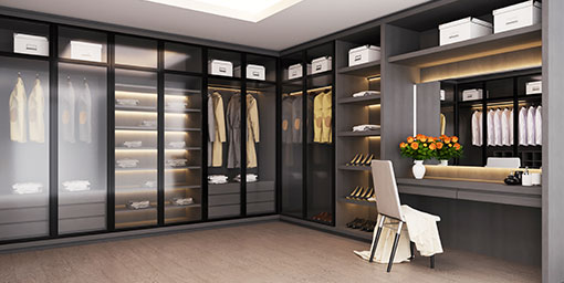 Bronze 8-Door Contemporary Sliding Wardrobe Design with Fluted Glass Shutters
