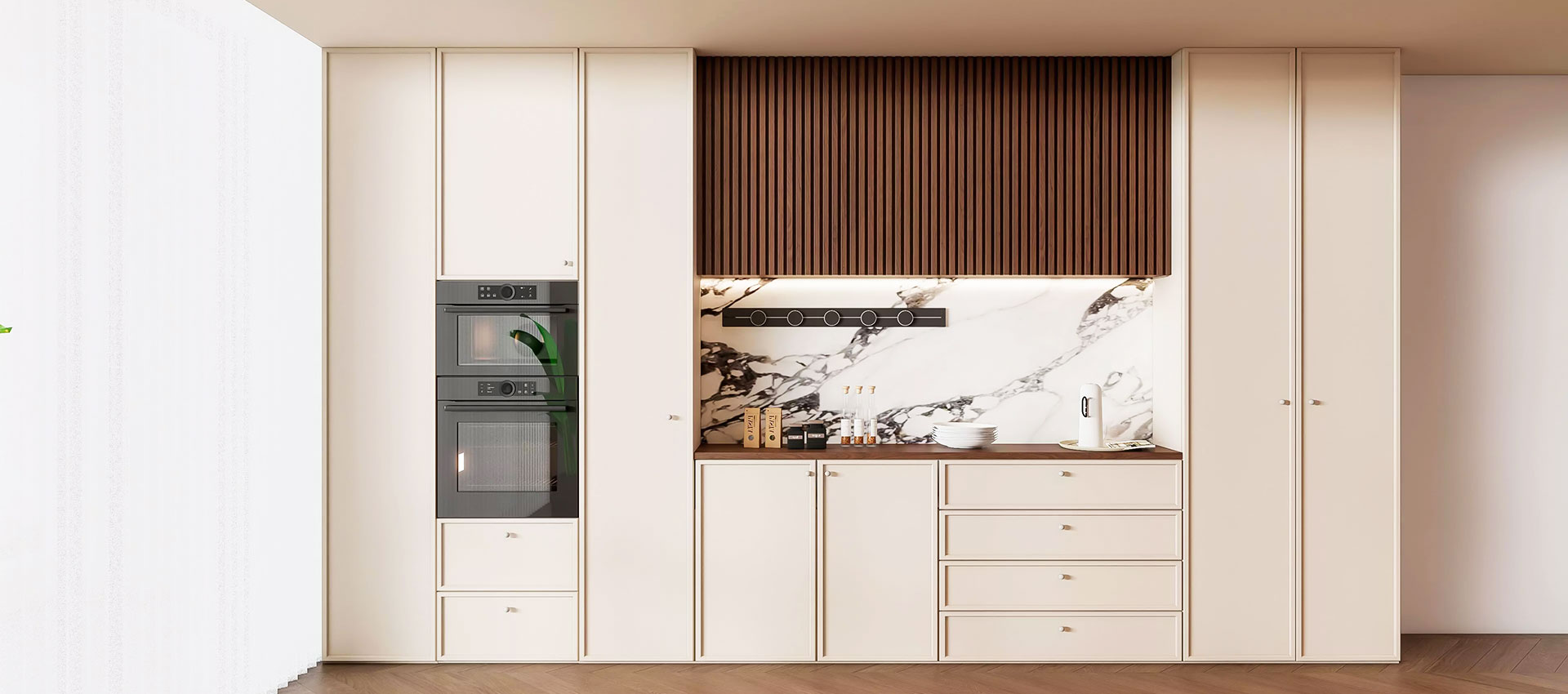 L Shaped Full Height Wardrobe with Stylish Shoe Cabinet and Integrated Dresser