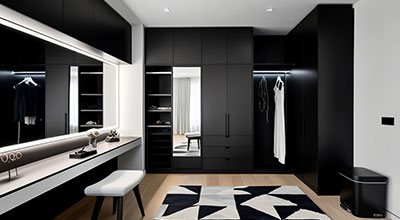 6-Door Contemporary Swing Wardrobe Design with Fluted Glass Shutters