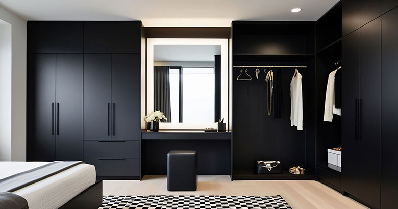6-Door Contemporary Swing Wardrobe Design with Fluted Glass Shutters