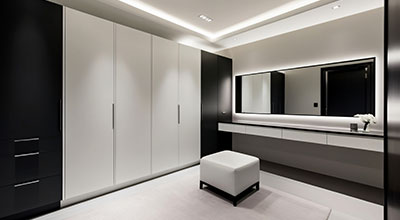 6-Door Contemporary Swing Wardrobe Design with Fluted Glass Shutters