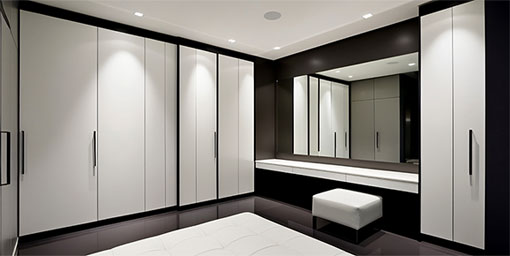 6-Door Contemporary Swing Wardrobe Design with Fluted Glass Shutters