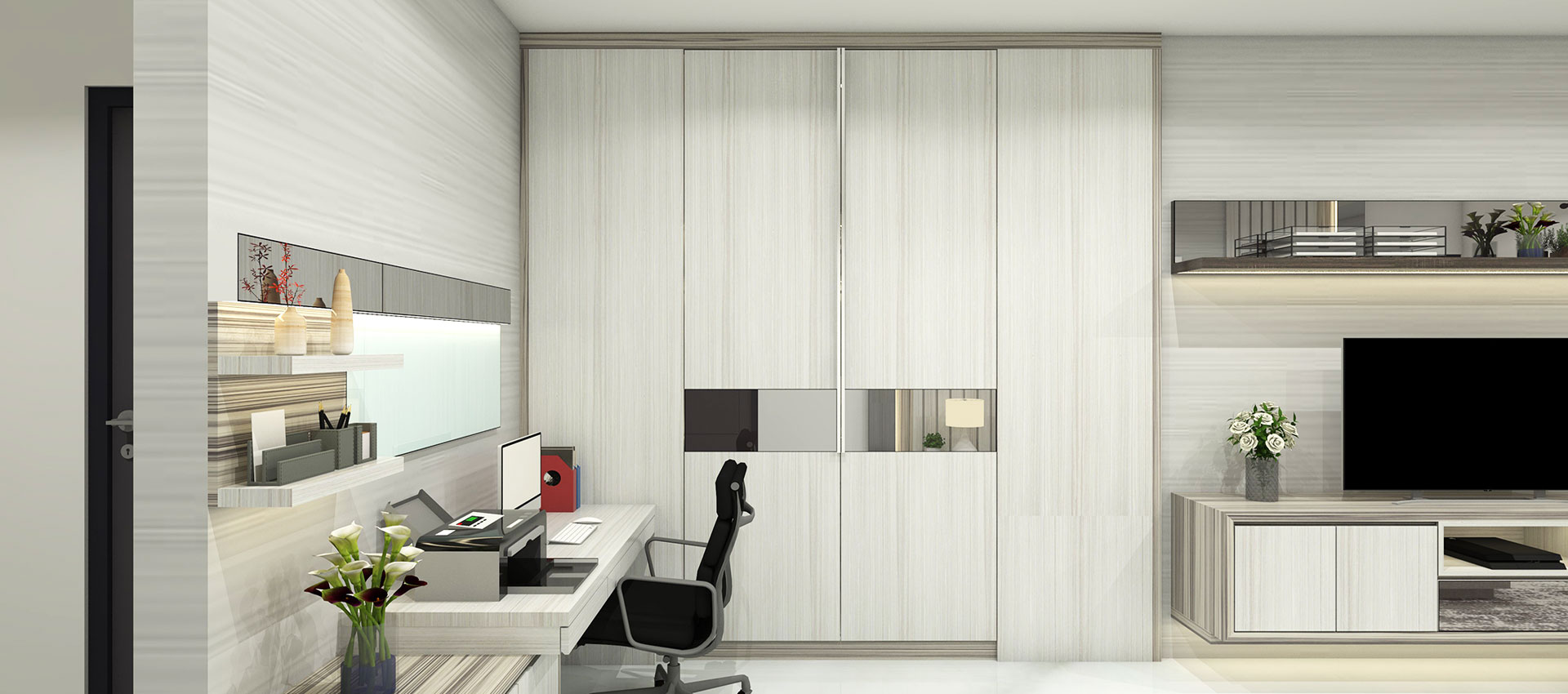 Cream Classic Swing Wardrobe Design in Duco Paint Matte Finish