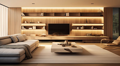 Classic Wall-Mounted Dark Wood and Open Storage TV Unit Design