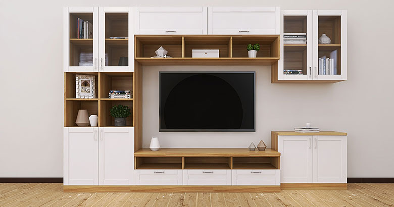 Contemporary Wall-Mounted TV Cabinet With Drawers And Shelves