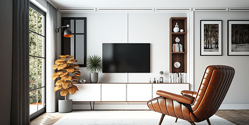 Contemporary Wall-Mounted TV Cabinet With Drawers And Shelves