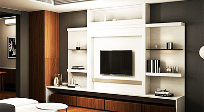 Contemporary Wall-Mounted TV Cabinet With Drawers And Shelves