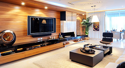 Modern TV Unit Design With Wall Mounted Open and Close Storage
