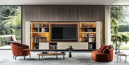 Modern TV Unit Design With Wall Mounted Open and Close Storage